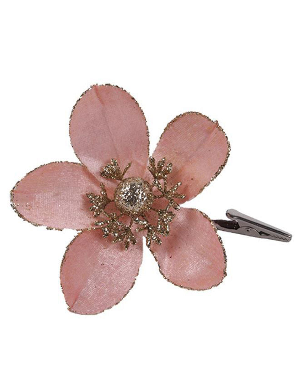 Rose Gold Magnolia Flower Christmas Tree Clip 12cm
