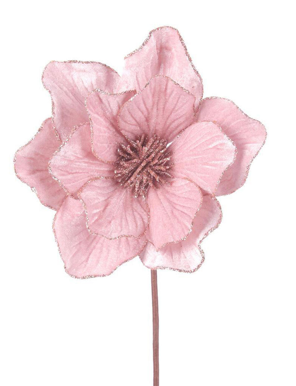 Pale Pink Magnolia Christmas Tree Pick Ornament