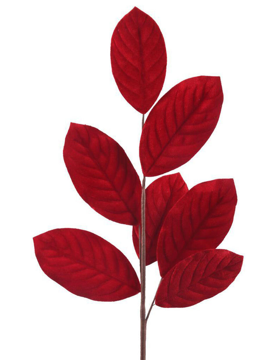Red Velour Leaf Christmas Tree Pick 75CM