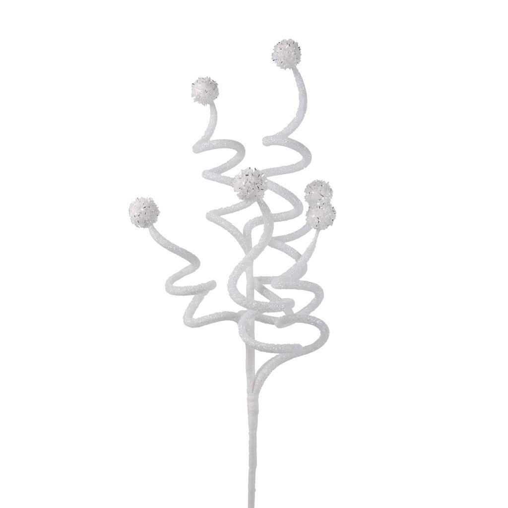 White Glitter Ball Swirl Pick 75cm