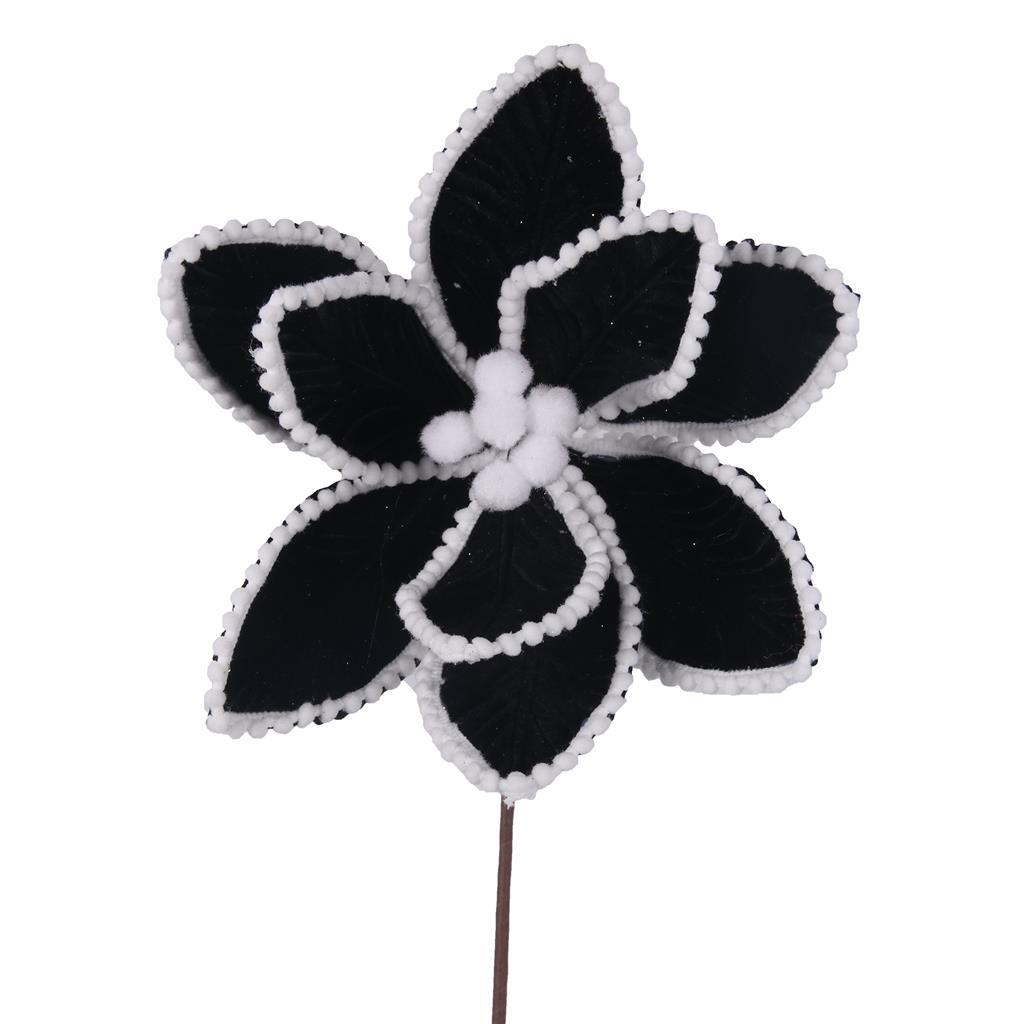 Black Poinsettia Flower Pick 28cm 2 Pack