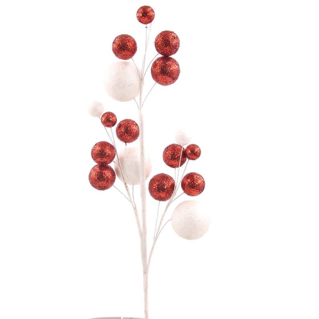 Red & White Glitter Ball Pick 48CM