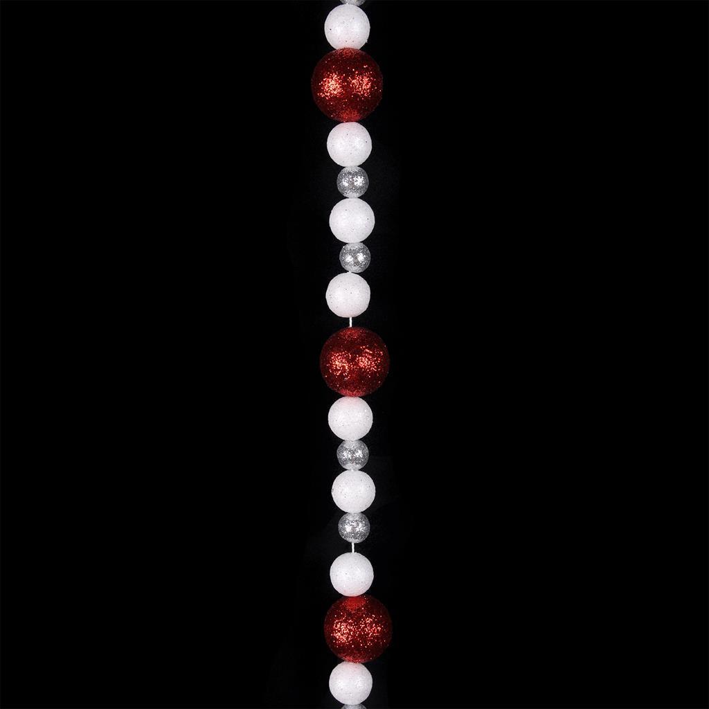 Red & White Glitter Garland 120cm