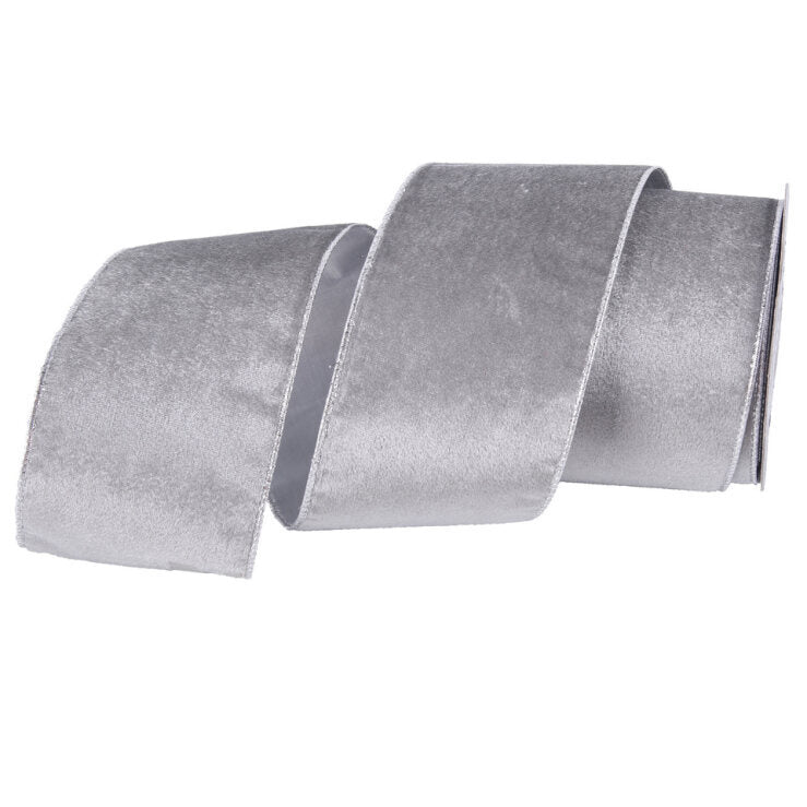 SILVER Velour Double Layer Ribbon 10cm Wide