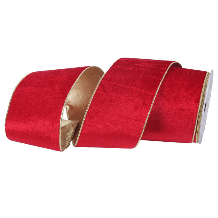 RED Velour Double Layer Ribbon 10cm Wide