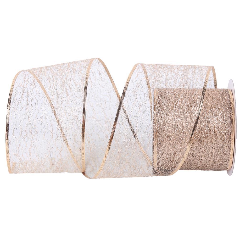 Champagne Mesh Ribbon 10m Long
