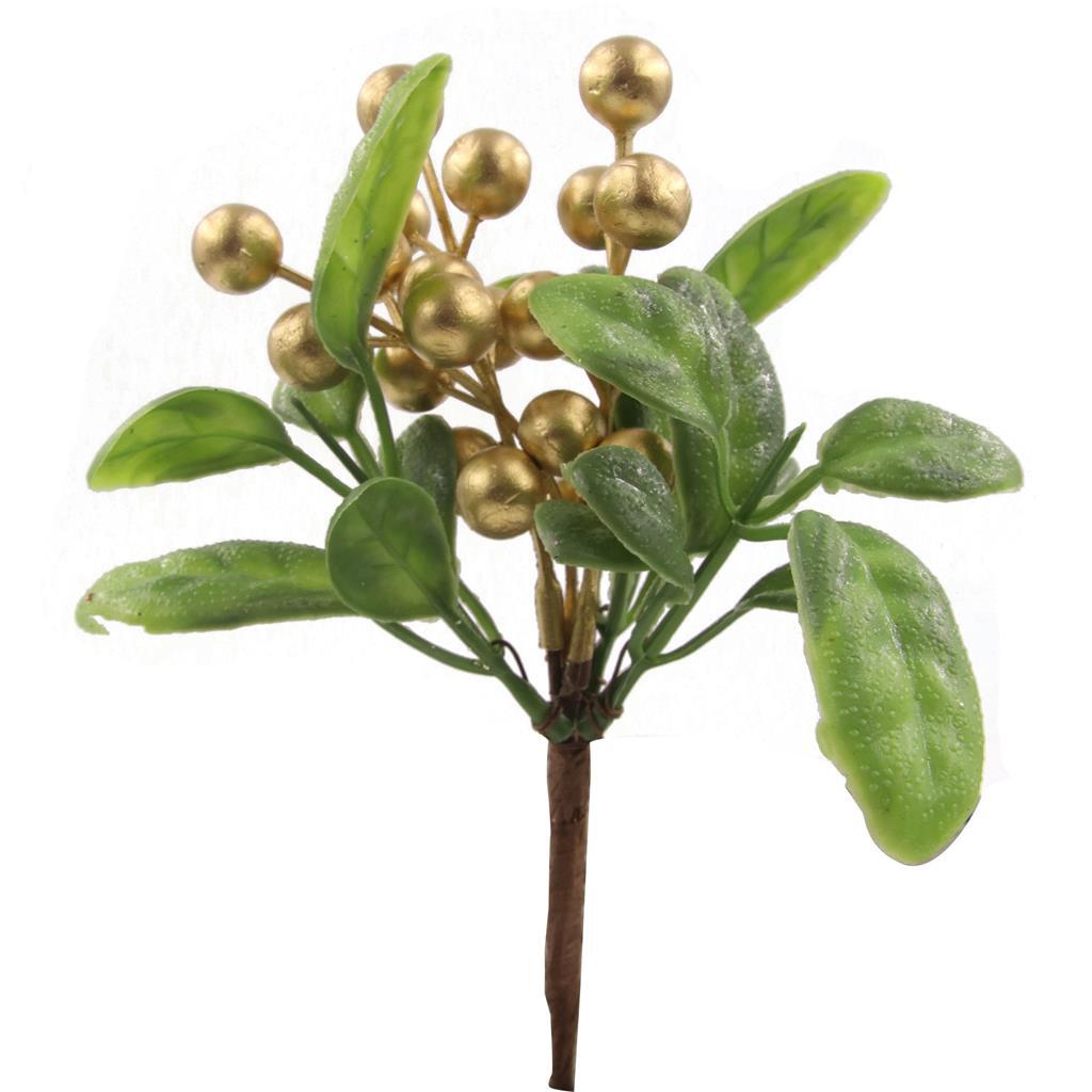 Gold Mistletoe Pick 18cm