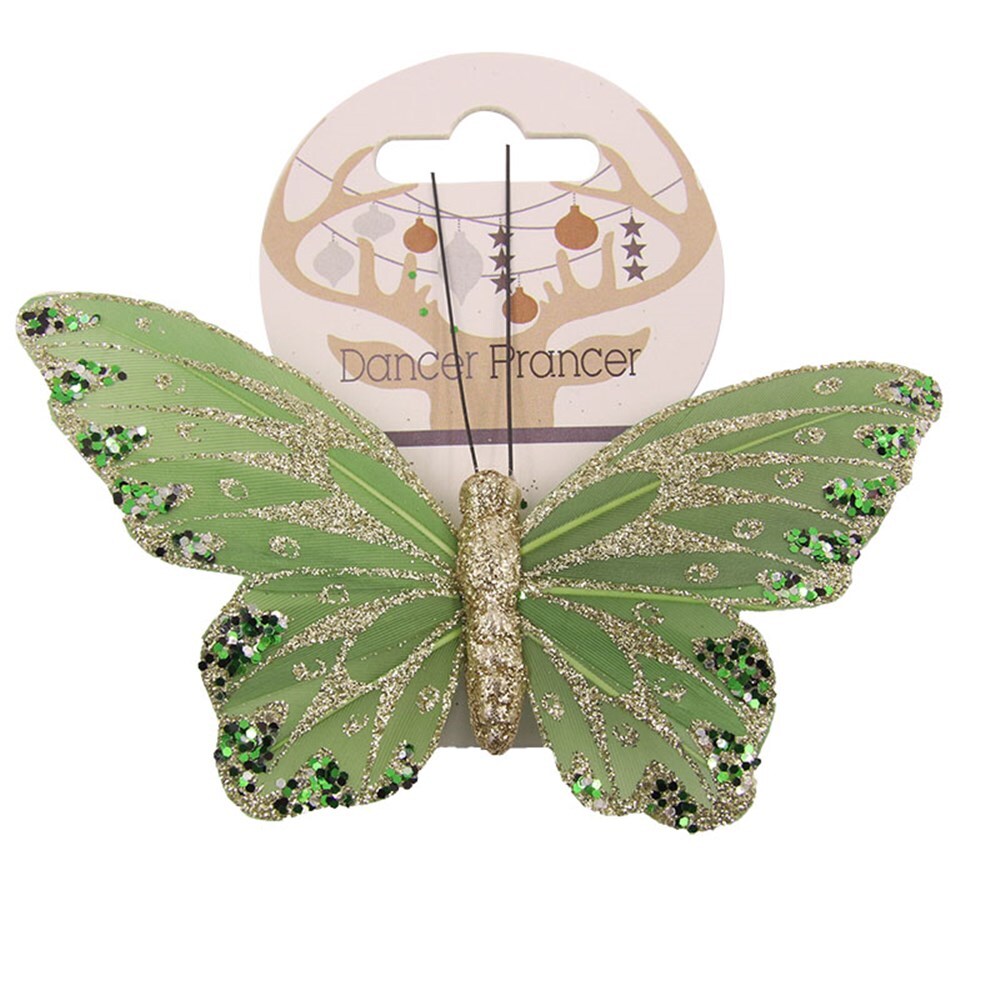 MINT Butterfly Clip with Chanpagne Glitter 12cm