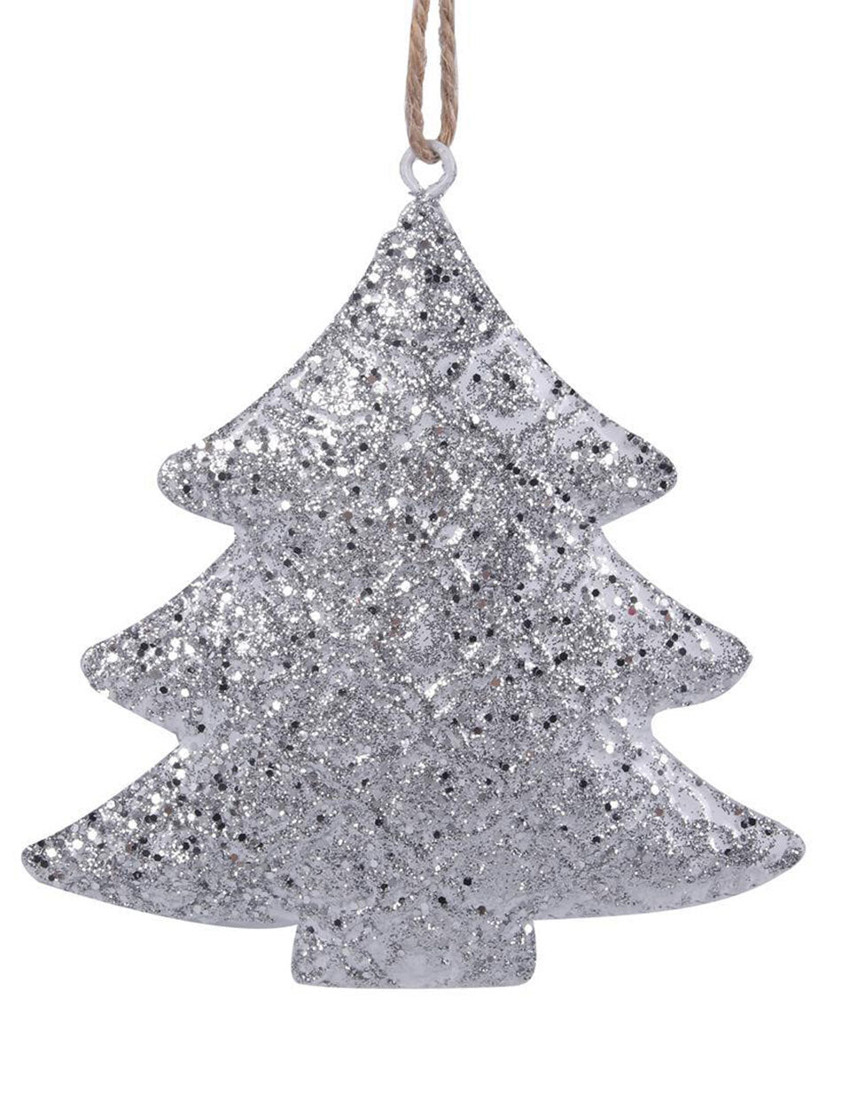 Silver Metal Hanging Christmas Tree Ornament 10cm