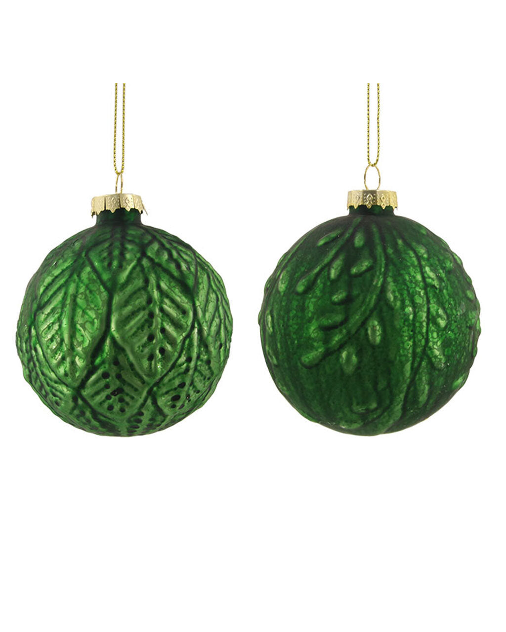 Christmas Antique Emerald Glass Baubles 80mm