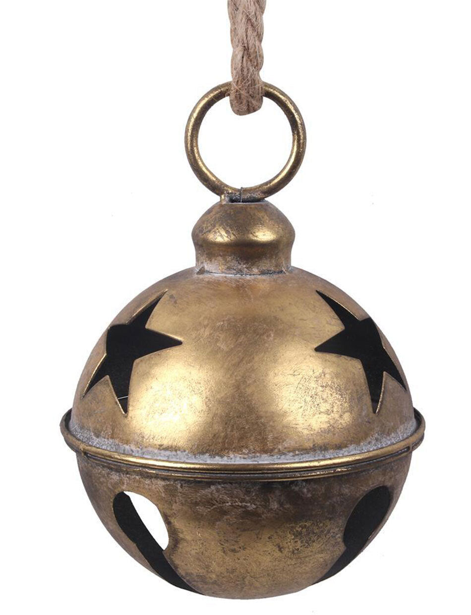 Gold Antique Metal Bell Christmas Tree Ornament 16cm
