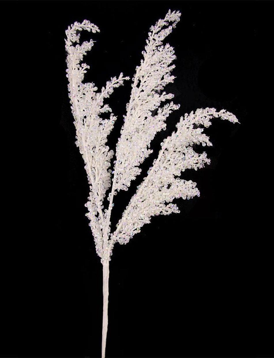 White Sequin Spray Christmas Tree Pick 37cm