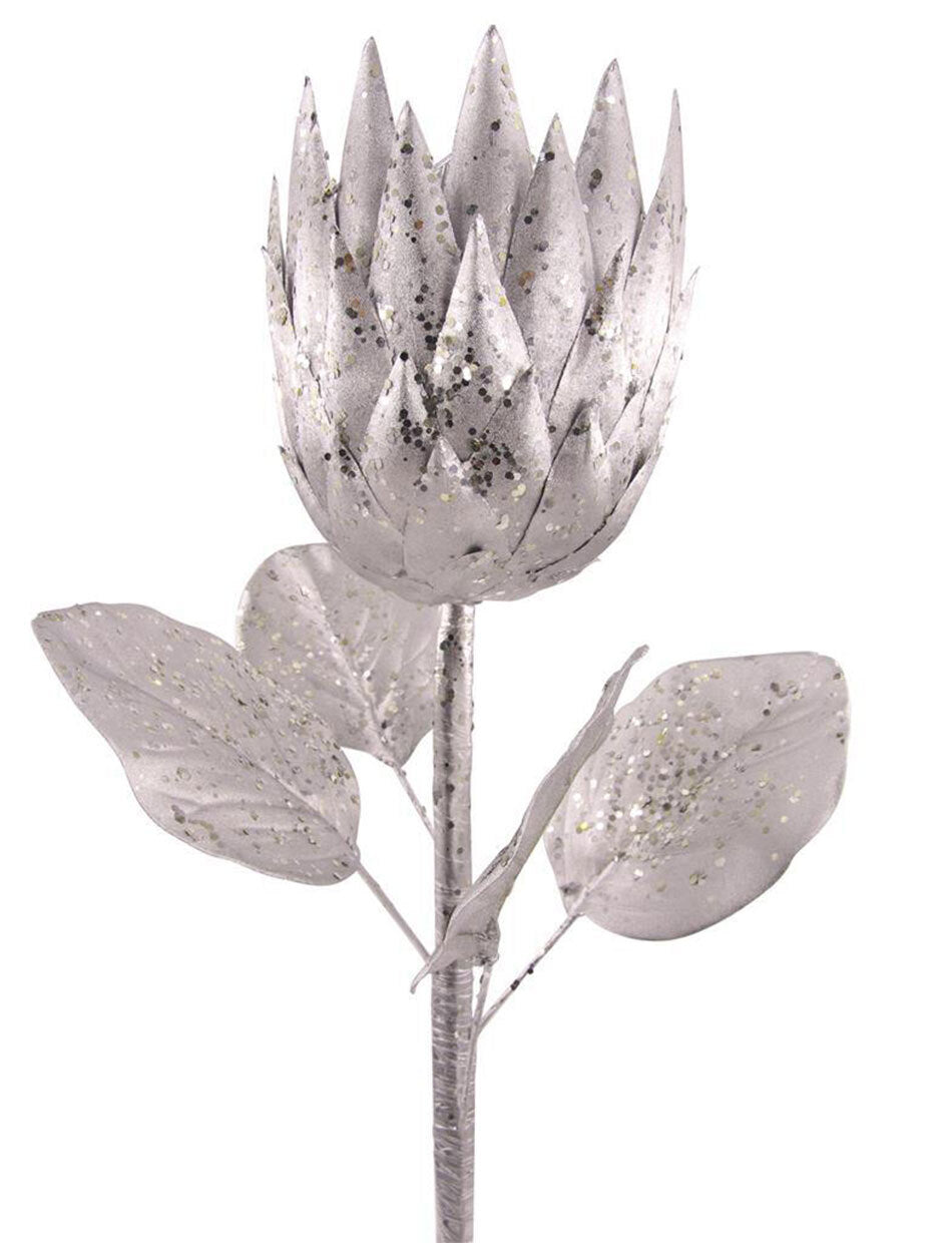 Silver Protea Flower Christmas Tree Pick