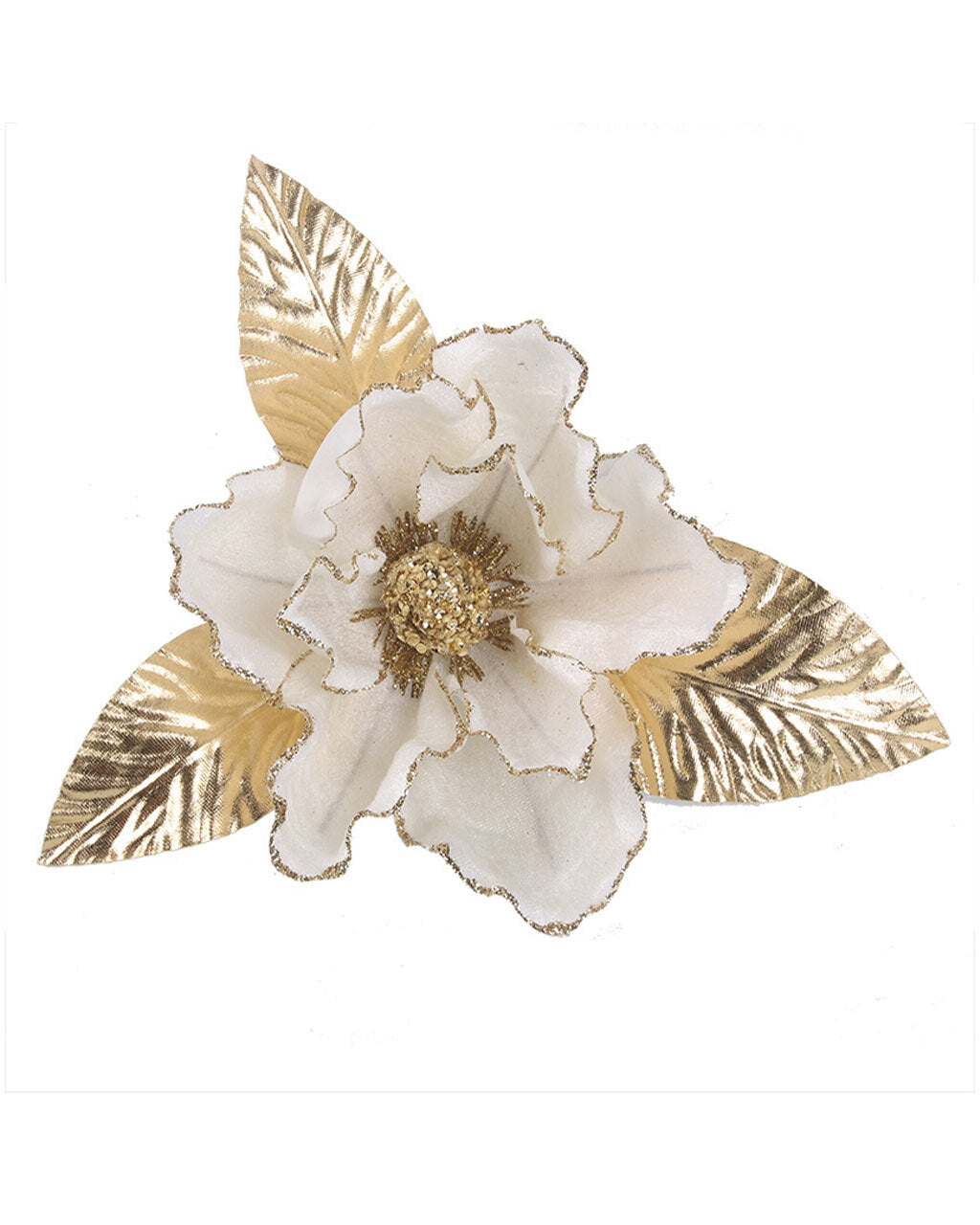 Ivory/Gold Magnolia Pick With Clip
