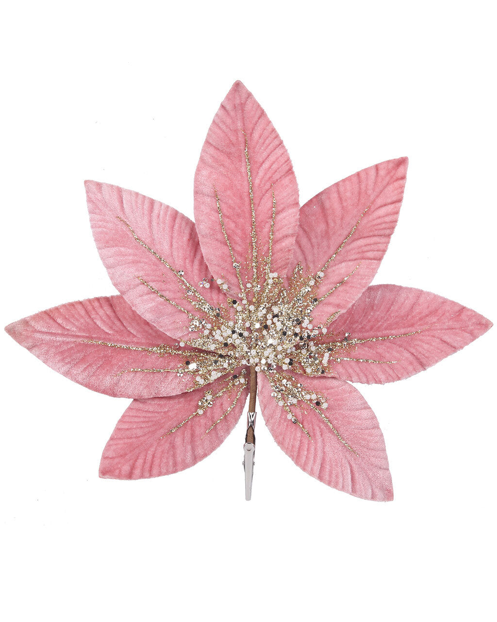 Pink Velour Pick Spray With Clip 45cm