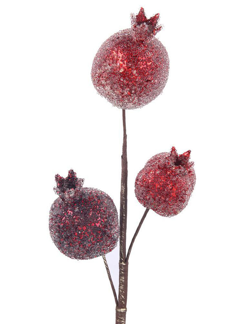 Red Pomegranate Flower Christmas Tree Pick 51cm