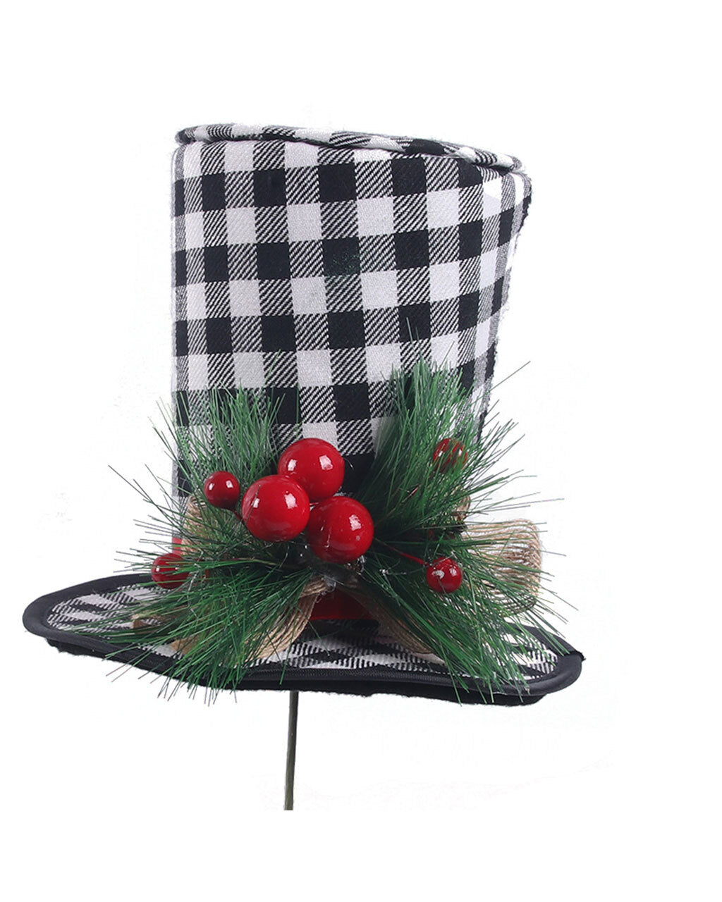 Black and White Tartan Top Hat Pick 300mm