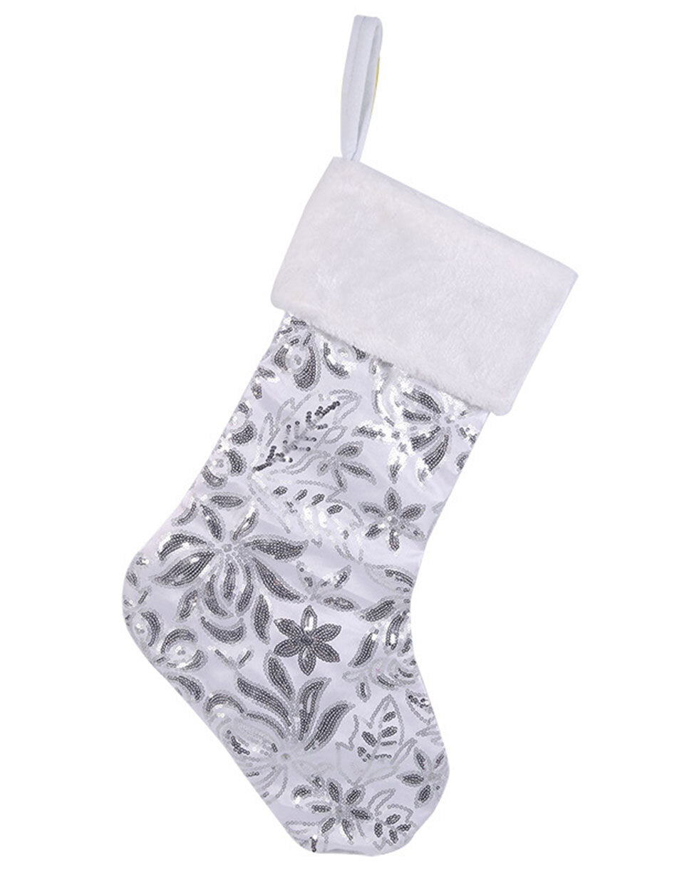 Silver and white Christmas Stocking