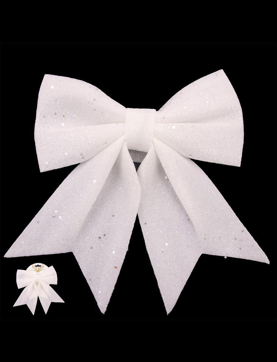 White Glitter Christmas Tree Bow Ornament