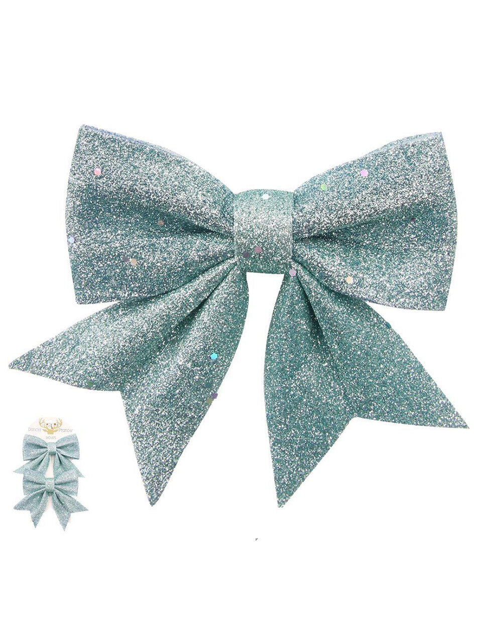 Mint Glitter Christmas Tree Bows set of 2