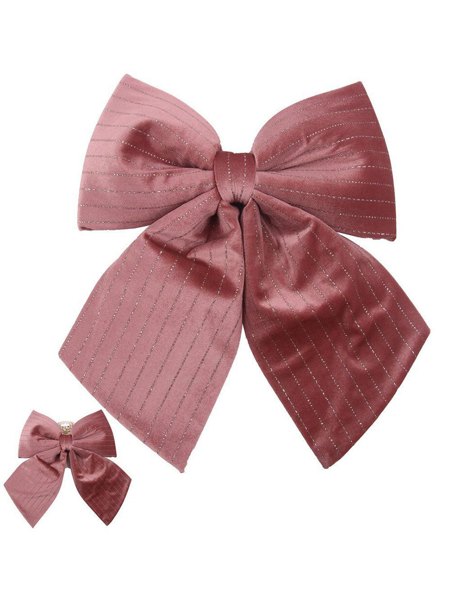 Dusty Pink Velour Christmas Tree Bow