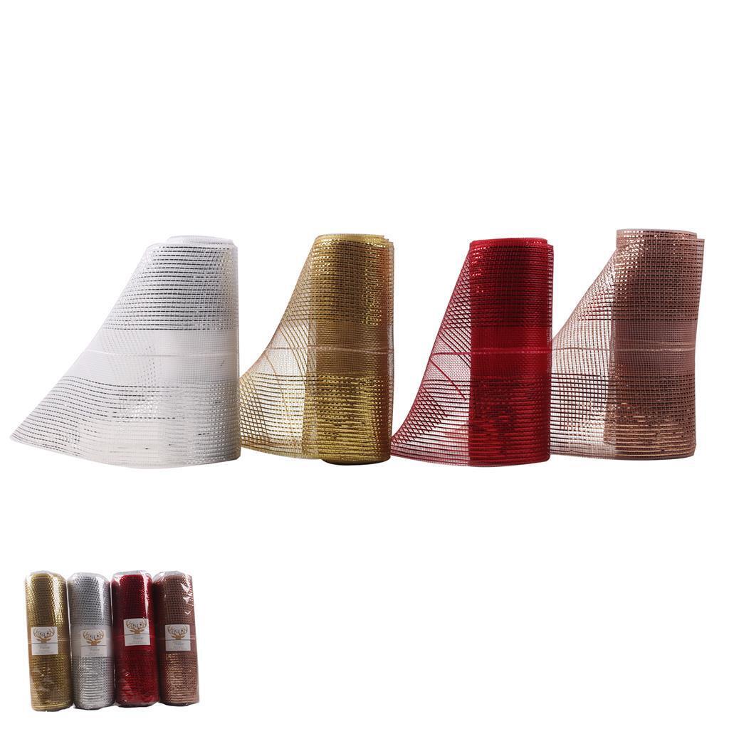 Christmas Tree Ribbon Gold Red Pink White Mesh Metallic 1 Pack