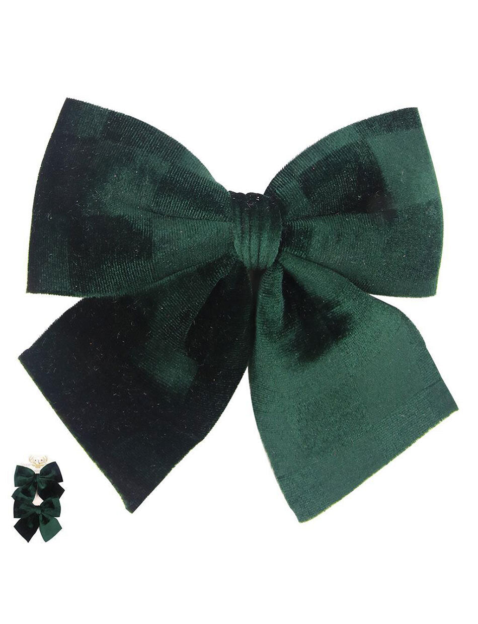 Emerald Velour Christmas Tree Bows Ornament Pack of 2