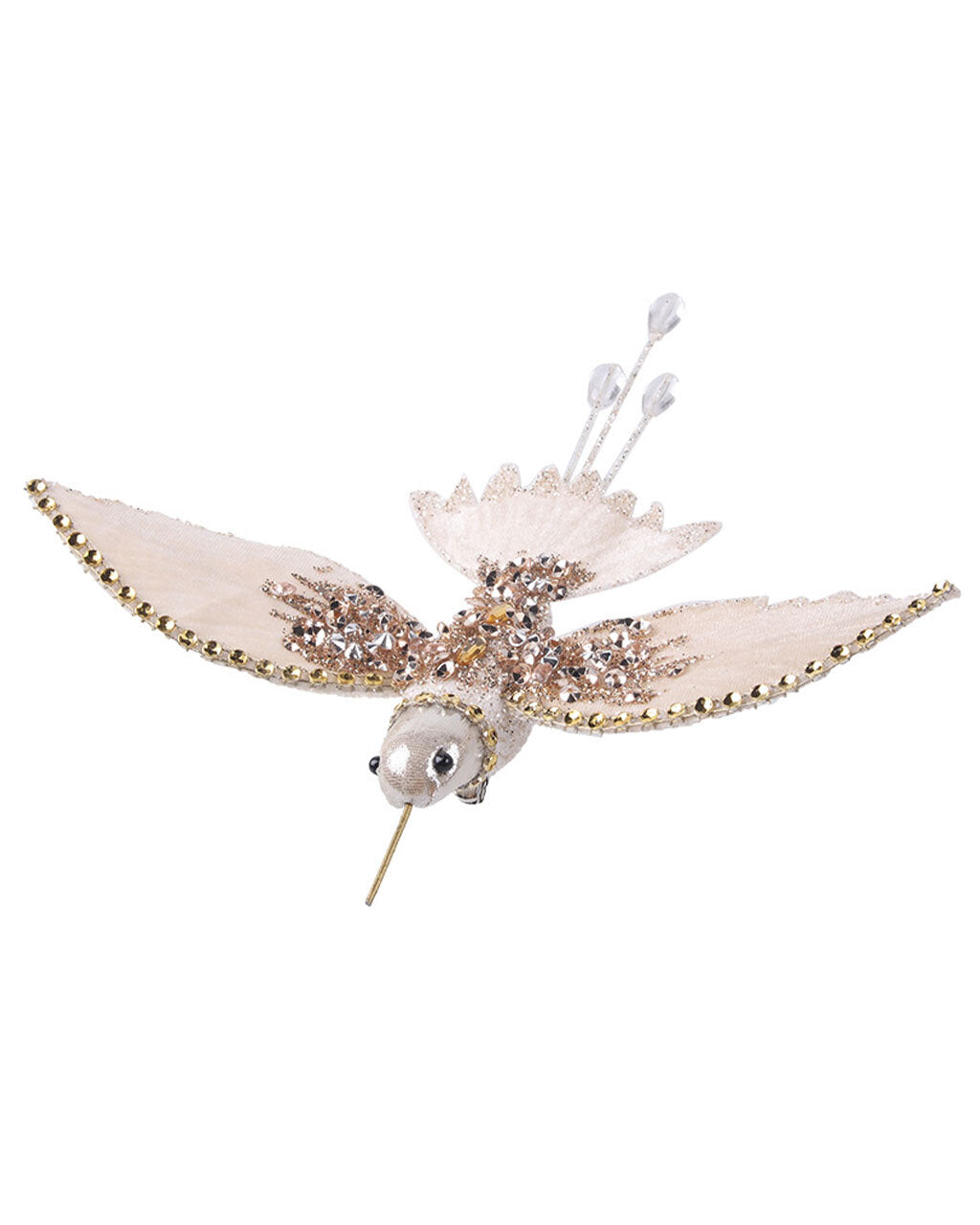 Champagne Bird With Clip Tree Ornament 19cm