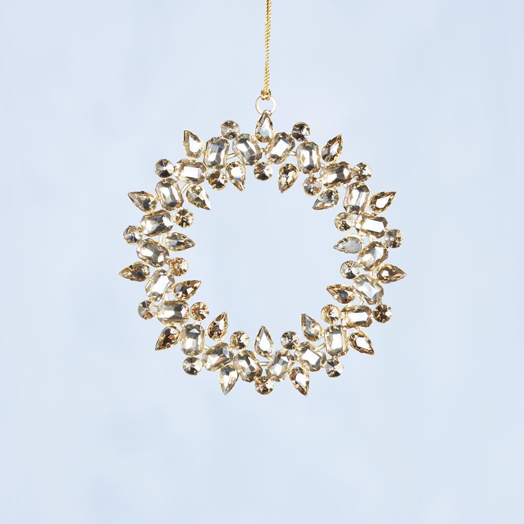 Amber Glass Wreath Tree Decoration 13CM