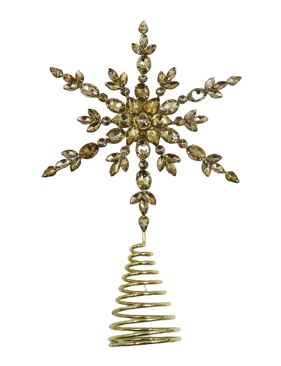 AMBER GLASS SNOWFLAKE TREE TOPPER 20x29CM