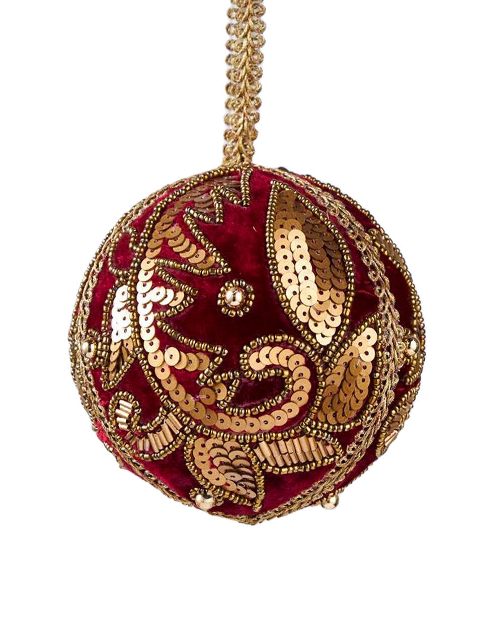 BURGUNDY Hand Beaded Bauble 10CM