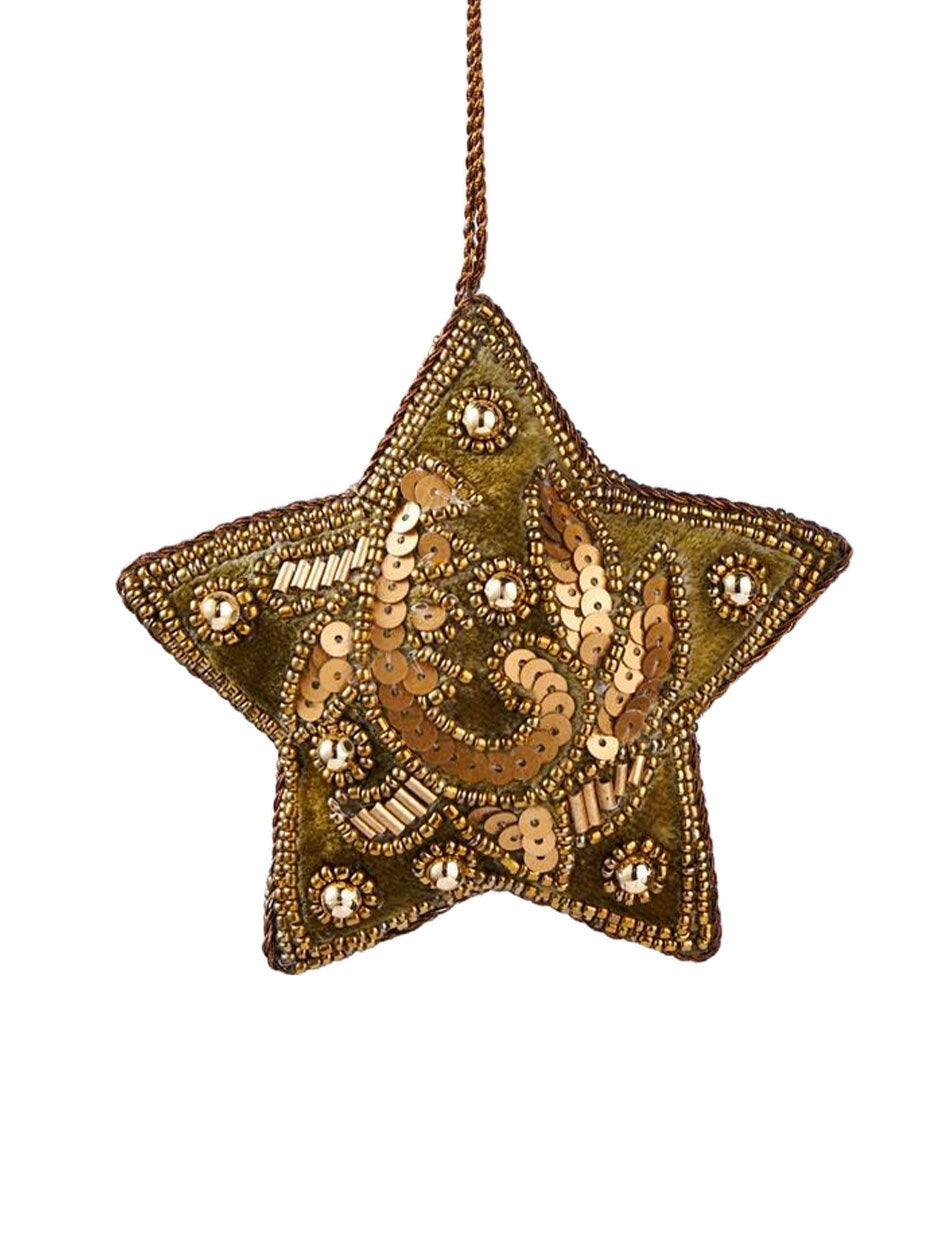SAGE Hand Beaded Star Tree Ornament 10CM