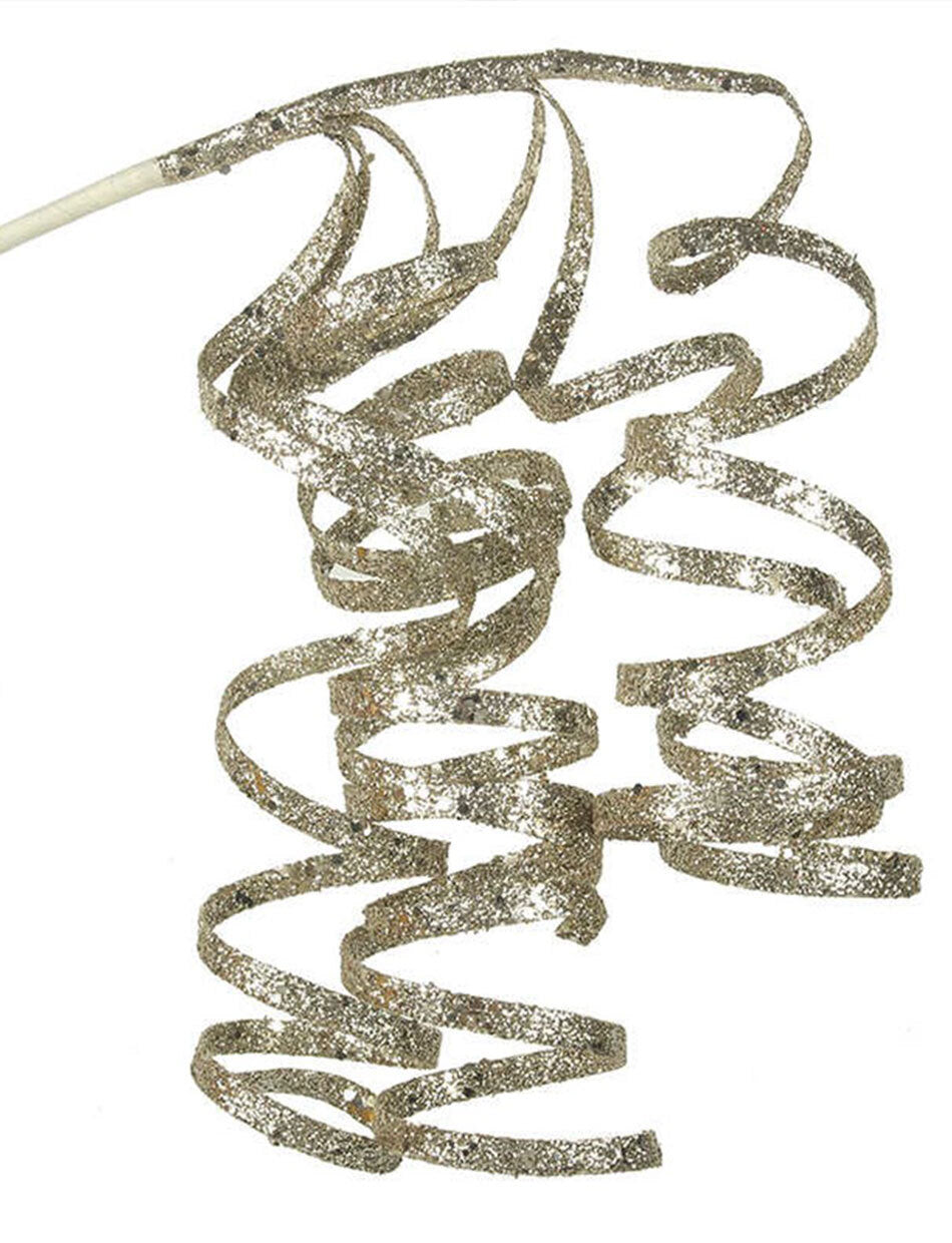 Champagne Glitter Swirl Christmas Tree Pick 64cm