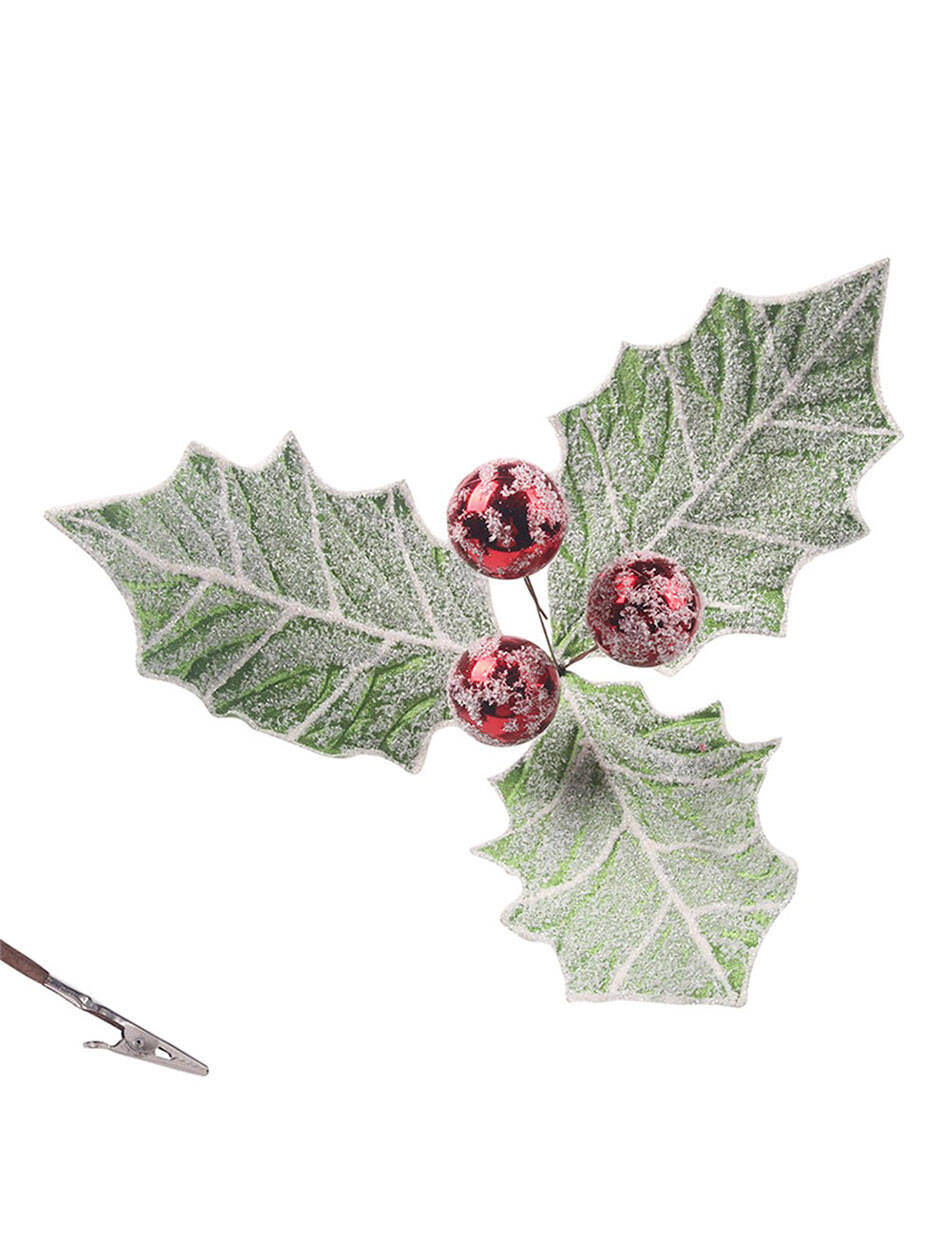 Frosted Holly Berry Christmas Tree Clip 30cm