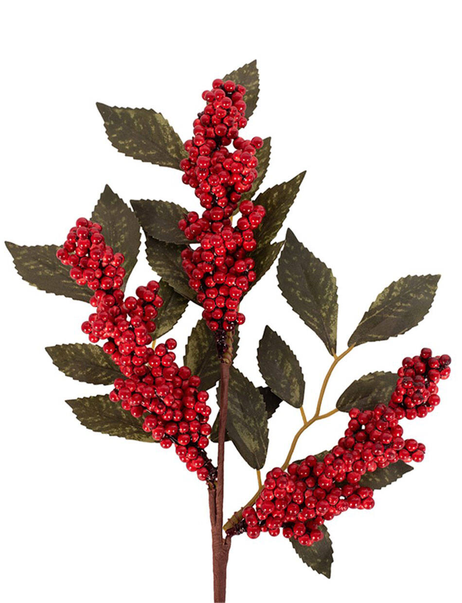 Mini Berry Leaf Christmas Tree Pick 27cm