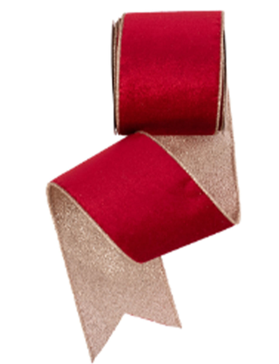 Red Velour Christmas Tree Ribbon & Champagne