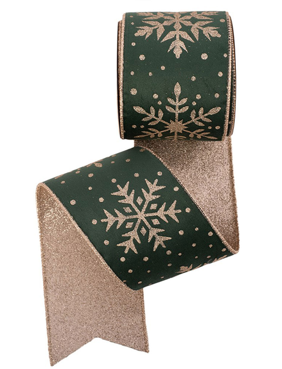 Emerald Velour Christmas Tree Ribbon with snowflake