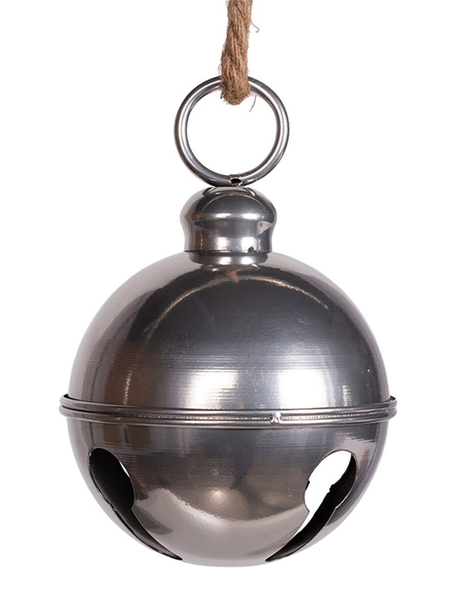 Christmas Tree Silver Shinny Metal Bell Ornament 16cm