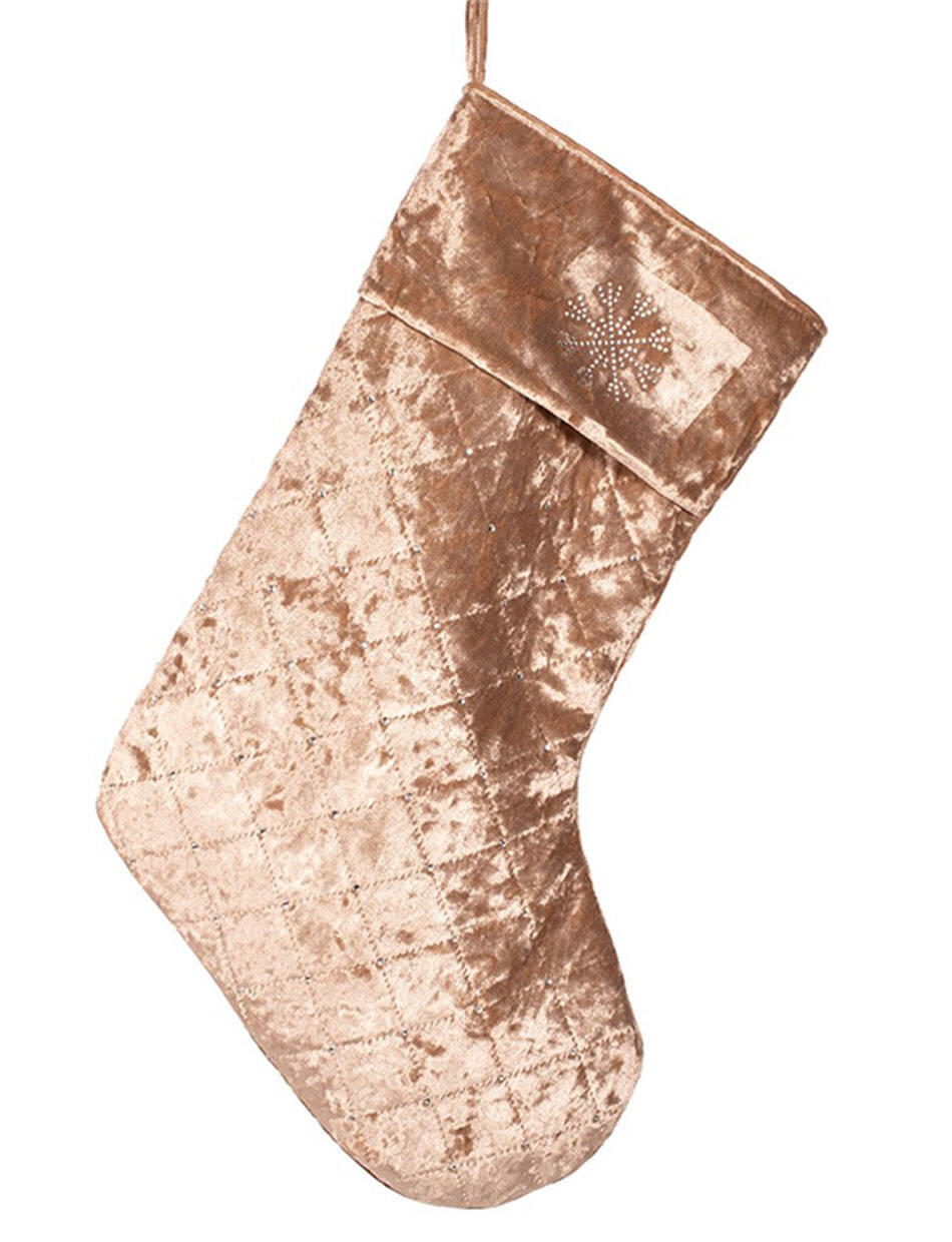 Champagne Velour Christmas Stocking 51cm