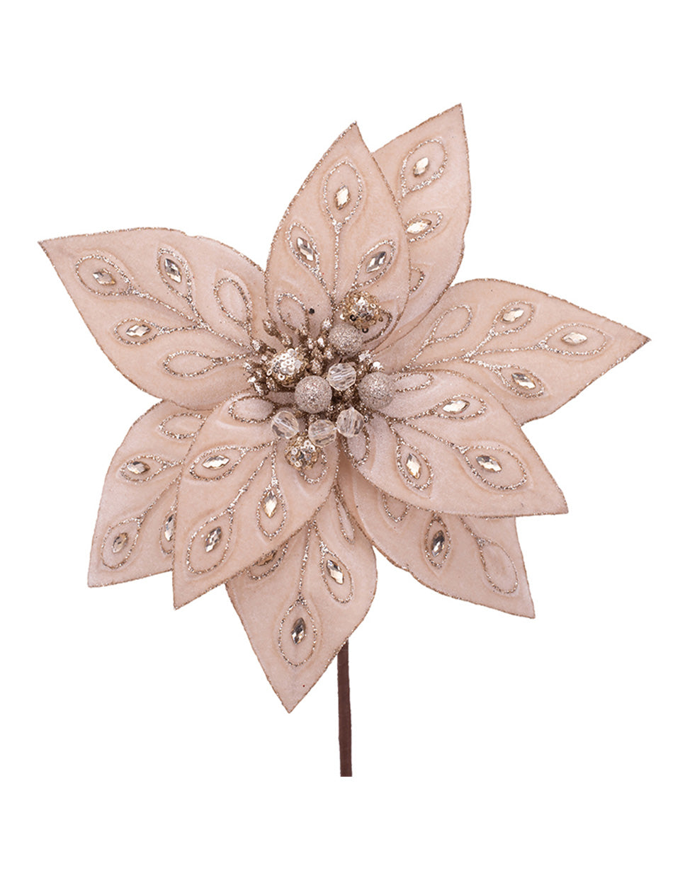 Champagne Poinsettia with Jewels Detail 29cm wide