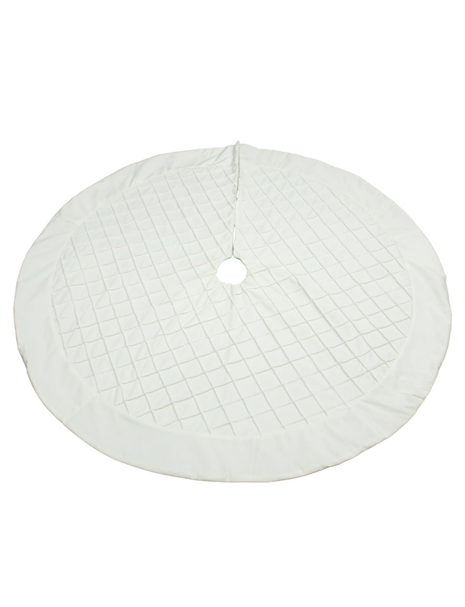 Ivory Christmas Tree Skirt with Pin Tucks - 120cm