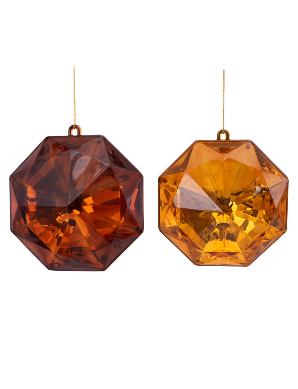 Octagonal Jewel Ornament Copper and Amber 13cm