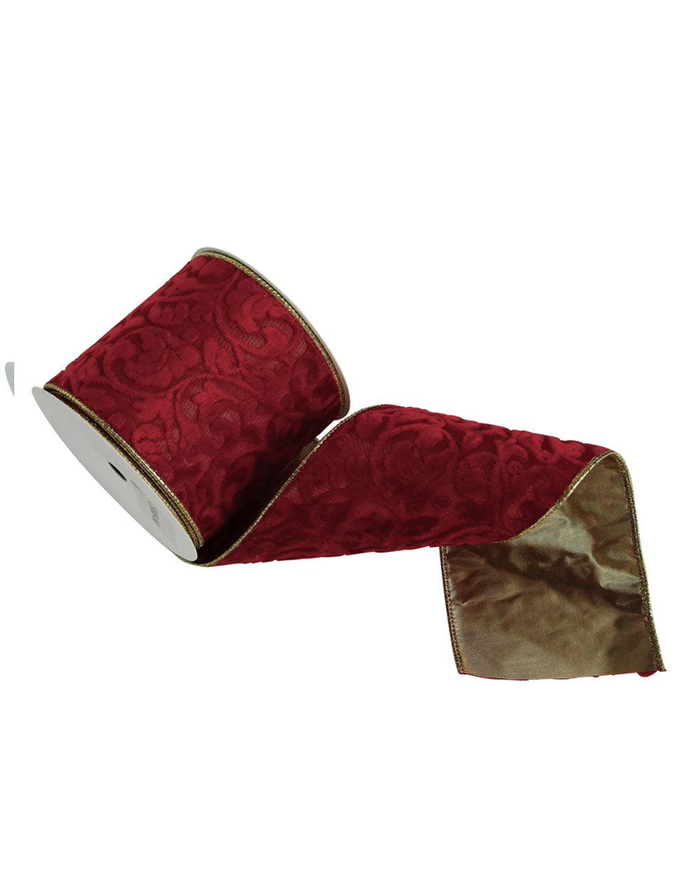 Burgundy Ribbon with embossed detail and Champagne Underlay