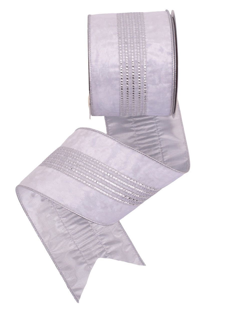 White Ribbon with Diamanté Detail and Wire Edging