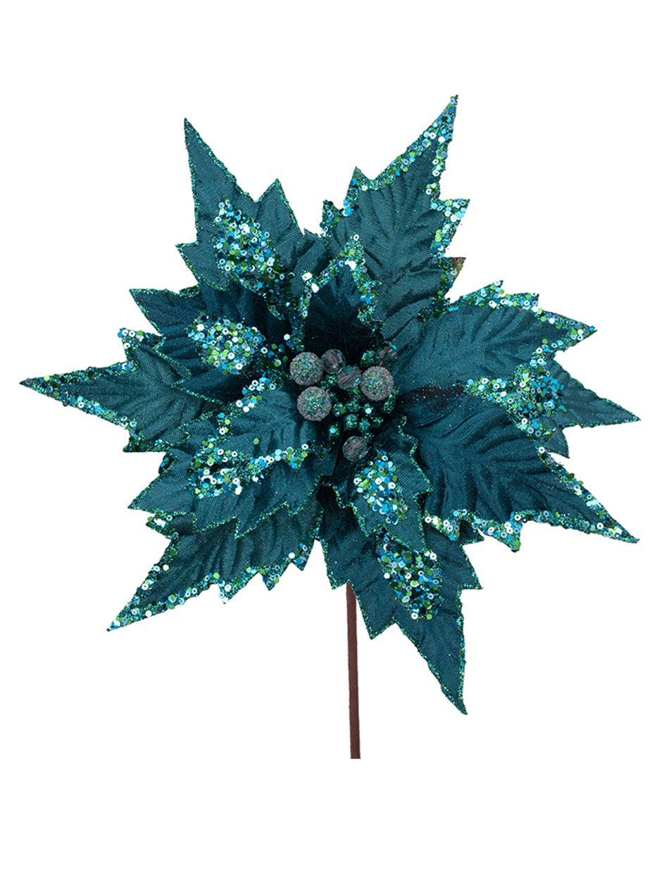 Azure Poinsettia Stem 27cm