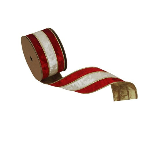 Red Velvet Ribbon with Ivory Wire Edge Ribbon