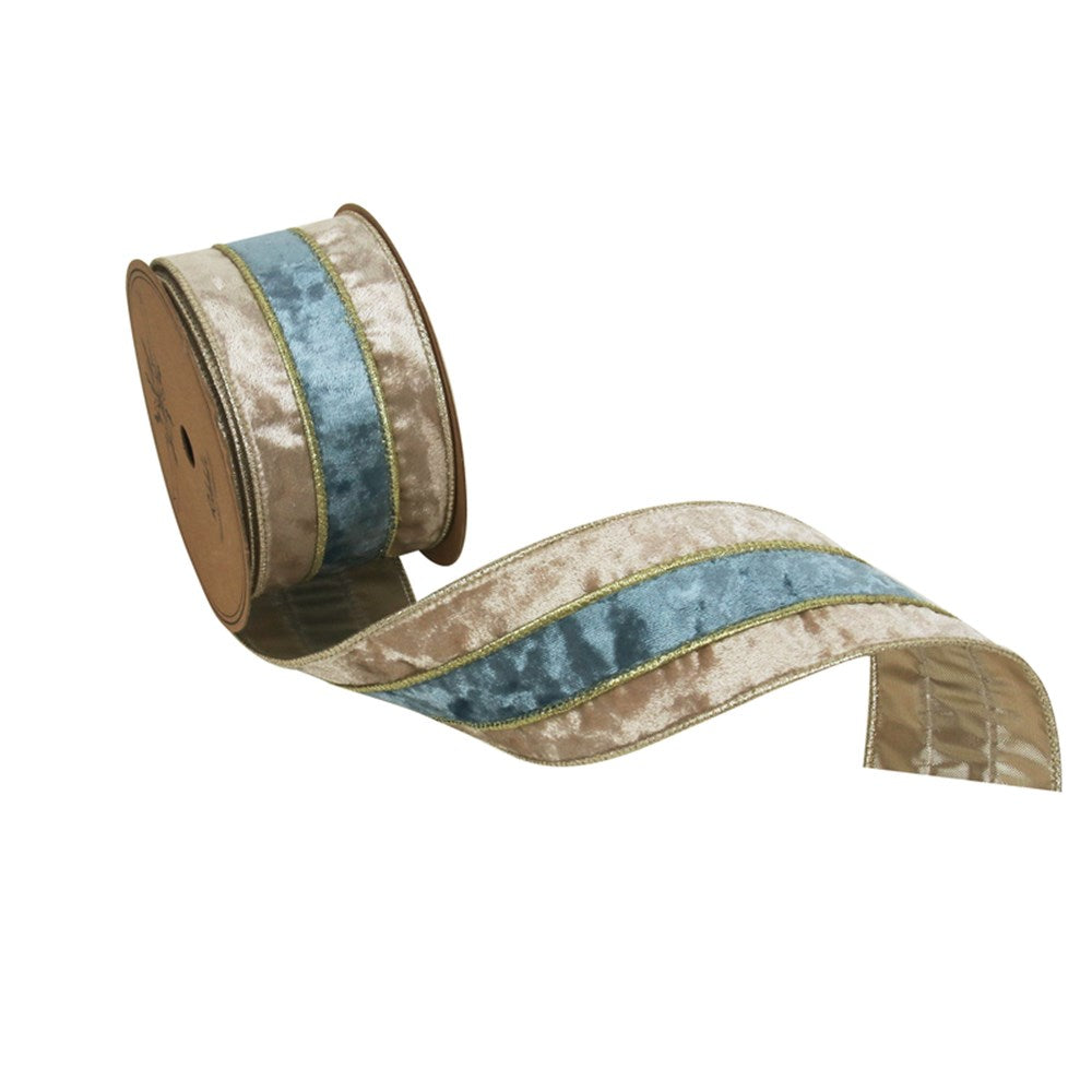 Ivory and Sky Blue Wired Ribbon