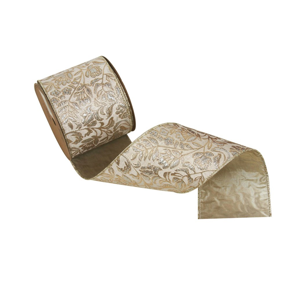 Ivory Brocade Ribbon with wire edging