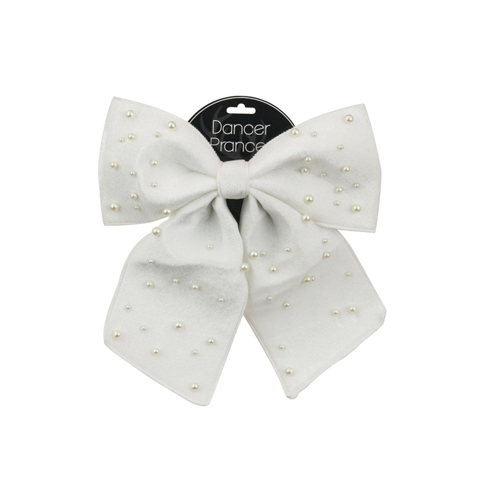 IVORY VELVET BOW W/PEARL DETAILS