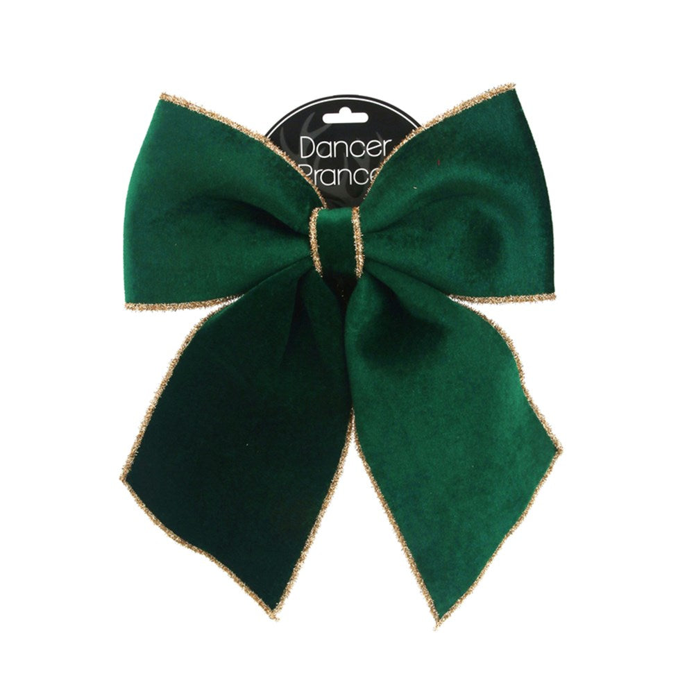 Emerald Green Velvet Bow with Champagne Edging
